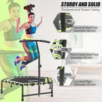 Newan 45'' Fitness Trampoline with Adjustable Handle Bar, Silent Trampoline Bungee Rebounder Jumping Cardio Trainer Workout for Adults - Mini Trampoline Max Limit 330 lbs