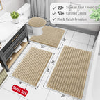 Arotive Luxury Chenille Bathroom Rug Mat, Extra Soft Thick Absorbent Shaggy Bath Rugs, Non-Slip Machine Wash Dry, Plush Bath Mats for Bathroom, Shower and Tub, 70x46, Beige