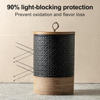 Ceramic Jar with Lid, Airtight Coffee Container, Kitchen Food Storage Jar for Coffee Bean Spice Sugar Cookie, Stackable Decorative Jars for Housewarming Gift, Coffee Bar Decor, Black 28 fl.oz