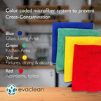 EvaClean Premium Microfiber Cleaning Cloth 16"x16" - Reusable, Washable, Non-Scratch, Microfiber Towels for Cleaning, Dusting, Polishing, High Absorbency & Durability, Red, 12-Pack