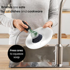 Vigar Rengo Soap Dispensing Dish Brush, Dish Brush with Soap Dispenser for Pot Scrubber, Dishes, Sink Cleaner, and Kitchen Essentials, Black