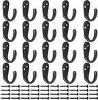 IBosins 20PCS Coat Hooks Wall Mounted Single Prong Robe Hook for Hanging Towel Hooks with 40 Screws for Bags, Hat, Cap, Scarf, Cup