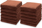 kimteny 13x28 Inches Kitchen Cloth Dish Towels, 400 GSM Premium Dishcloths, Super Absorbent Coral Velvet Microfiber Cleaning Cloths, Fast Drying Rags for Washing Dishes (12 Pack, Brown)