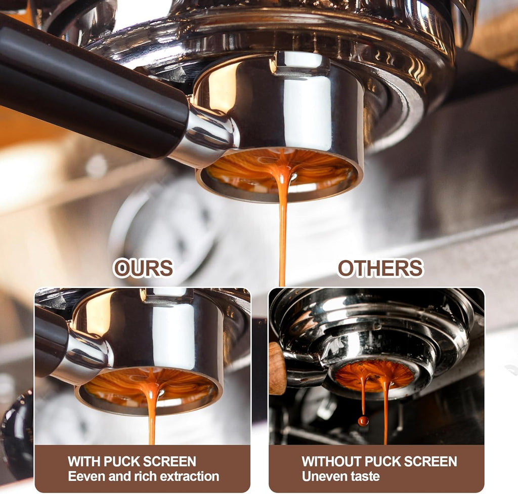 54 mm Bottomless Portafilter with Puck Screen, 3 Ears Espresso Portafilter Compatible with Breville Barista Express Machines,Stainless Steel Por tafilter and ABS Handle for kitchen