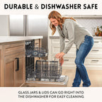 Glass Spaghetti Containers with Airtight Silicone Lids – BPA-Free Pantry Storage Jars for Pasta, Rice, Flour, and Dry Foods – Set of 3 with Portion Tool