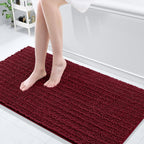 Arotive Luxury Chenille Bathroom Rug Mat, Extra Soft Thick Absorbent Shaggy Bath Rugs, Non-Slip Machine Wash Dry, Plush Bath Mats for Bathroom, Shower and Tub, 60x24, Burgundy