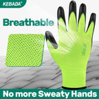 Kebada W1 Work Gloves for Men and Women, PU Coated Safety Gloves with Grip, Touchscreen, Ideal for Warehouse Package Handling, Construction, Gardening, Green X-Large