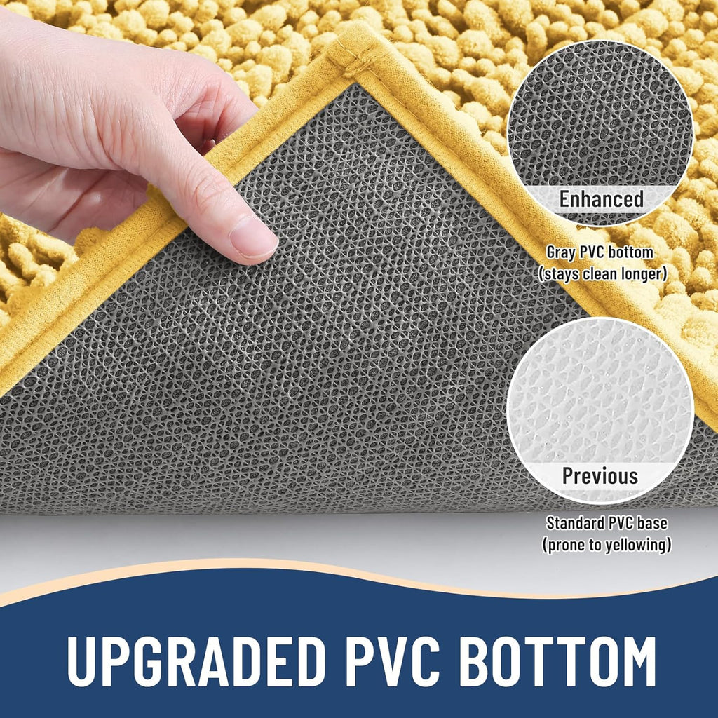 Arotive Luxury Chenille Bathroom Rug Mat, Extra Soft Thick Absorbent Shaggy Bath Rugs, Non-Slip Machine Wash Dry, Plush Bath Mats for Bathroom, Shower and Tub, 60x24, Yellow