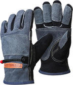 YESWELDER Leather Work Gloves for Men or Women，Suitable for welding & gardening etc. Cowhide leather with cotton lining, wrist closure, grippy and durable.Reinforced palm and finger,Black-gray L