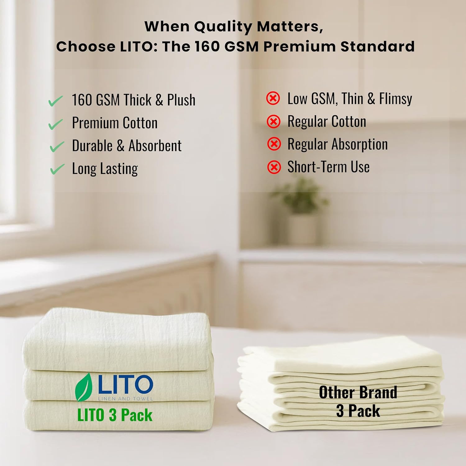 Flour Sack Towels | Tea Towel for Crafts| Kitchen Dish Cotton Blank Towel for Embroidery| Baking Bread Proofing Linen Cover| Thick Absorbent Quick Dry| 3 Pack 18"x 28" Natural