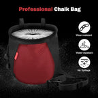 Rhino Valley Climbing Chalk Bag, No Leak Drawstring Chalk Bag with Adjustable Belt, Carabiner Clip and Zippered Pockets Chalk Bag for Climbing, Cross Fit, Weight Lifting & More