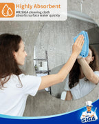 MR.SIGA Microfiber Cleaning Cloth, All-Purpose Microfiber Towels, Streak Free Cleaning Rags, Pack of 15, Sky Blue, Size 30 x 30 cm(11.8 x 11.8 inch)