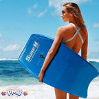 PMU 33 Inch Sky Blue Bodyboard - Lightweight Wrist Leash, Slick Bottom Boards for Beach, Sea & Pool - Surfing Board for Kids, Teens & Adults Wave Conditions Pkg/1