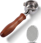 54mm Bottomless Portafilter Compatible for Breville Barista Express, Pro, Touch, Bambino, Infuser, Duo Temp and Impress | Solid Wooden Handle