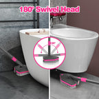 NEWE Shower Cleaner Brush, Tub Tile Scrubber with Telescopic Long Handle 60 inches, 4 Scrub Heads for Cleaning Bathroom Bathtub Floor Baseboard Sink Kitchen Toilet (Grey Red)