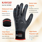 KAYGO Winter Waterproof Work Gloves for Men and Women, 3 Pairs Thermal Insulated Freezer Rubber Coated Gloves,Super Grip,KG160, M, Black