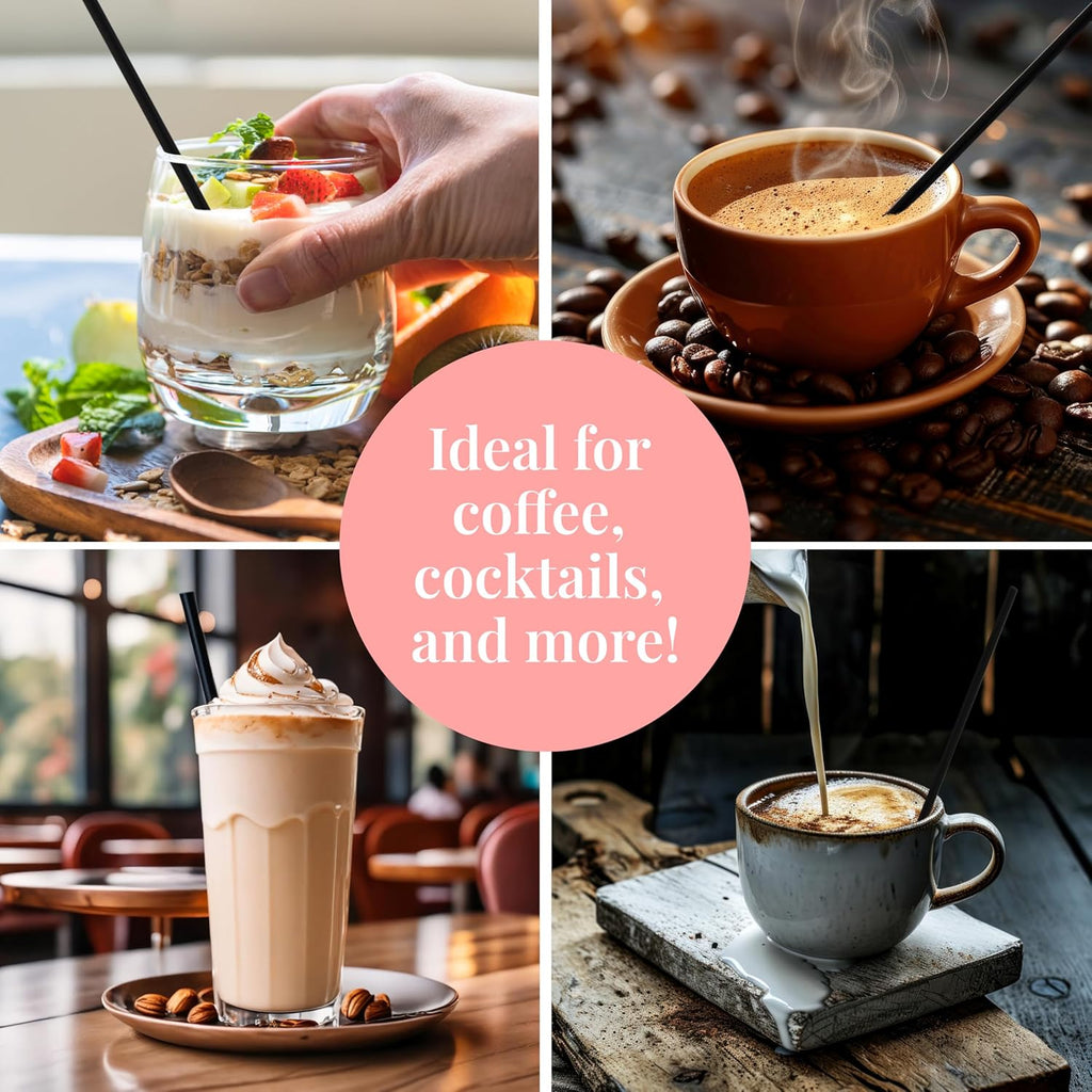 Prestee Plastic Coffee Stirrers 5.5 Inch, 2000 Count - Disposable Black Drink Stir Sticks for Coffee, Tea, Cocktails & Beverages - BPA-Free Plastic Stirring Straws for Home, Office & Events