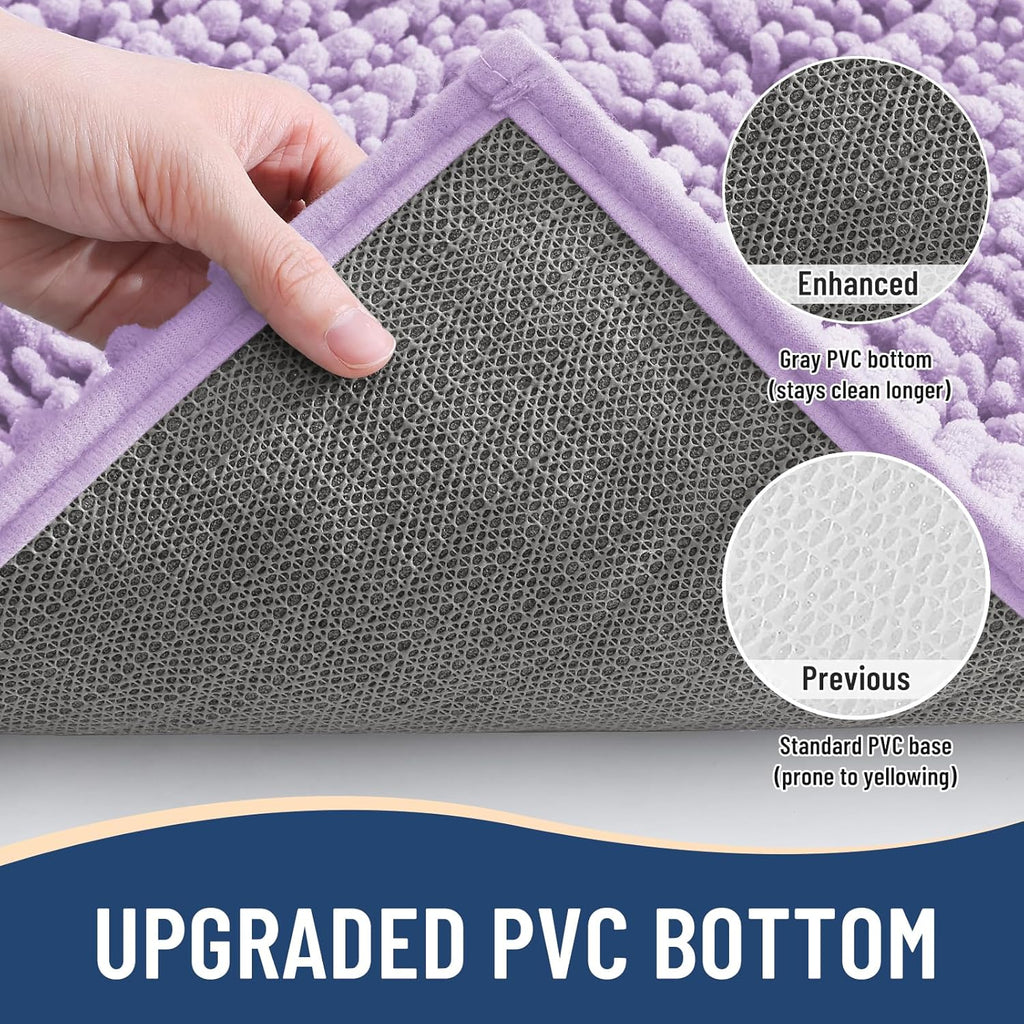 Arotive Luxury Chenille Bathroom Rug Mat, Extra Soft Thick Absorbent Shaggy Bath Rugs, Non-Slip Machine Wash Dry, Plush Bath Mats for Bathroom, Shower and Tub, 24x16, Light Purple
