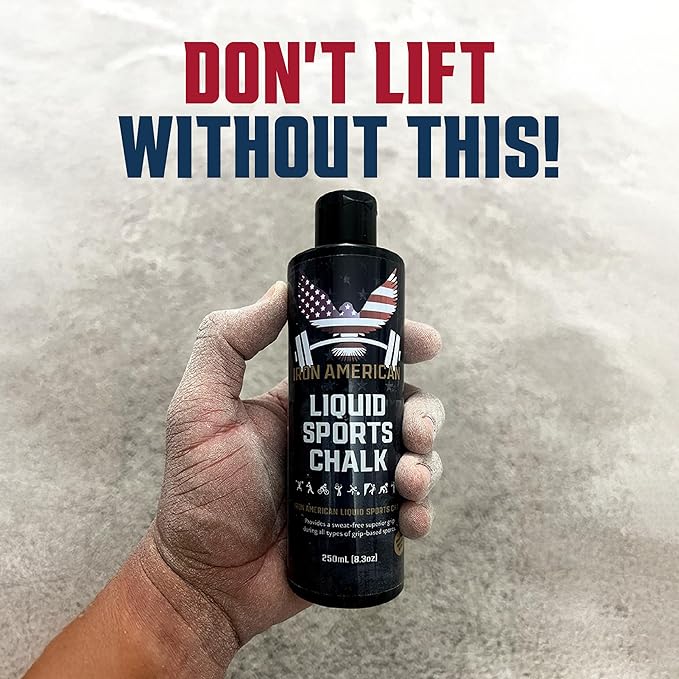 IRON AMERICAN Liquid Chalk - No-Mess Long-Lasting Grip Chalk for Weightlifting, Gymnastics, Rock Climbing, and Fitness Training - Advanced Hand Chalk for Gym
