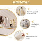 YCIA&DONE Bathroom Organizer Countertop, Makeup Storage, Skincare Cosmetic Tray Shelf, Perfume Holder Rack for Vanity Counter, Large Capacity, Easy to Install, Clean, 1 Tier, Clear White