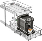 WelFurGeer 2-Tier Kitchen Cabinet Pullout Shelf and Drawer Organizer, Soft Close Pantry Pull Out Shelves, Heavy Duty Pull Out Cabinet Organizer with Shelf Liner for Kitchen Cabinets, Pantry Storage