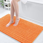 Arotive Luxury Chenille Bathroom Rug Mat, Extra Soft Thick Absorbent Shaggy Bath Rugs, Non-Slip Machine Wash Dry, Plush Bath Mats for Bathroom, Shower and Tub, 47x24, Orange