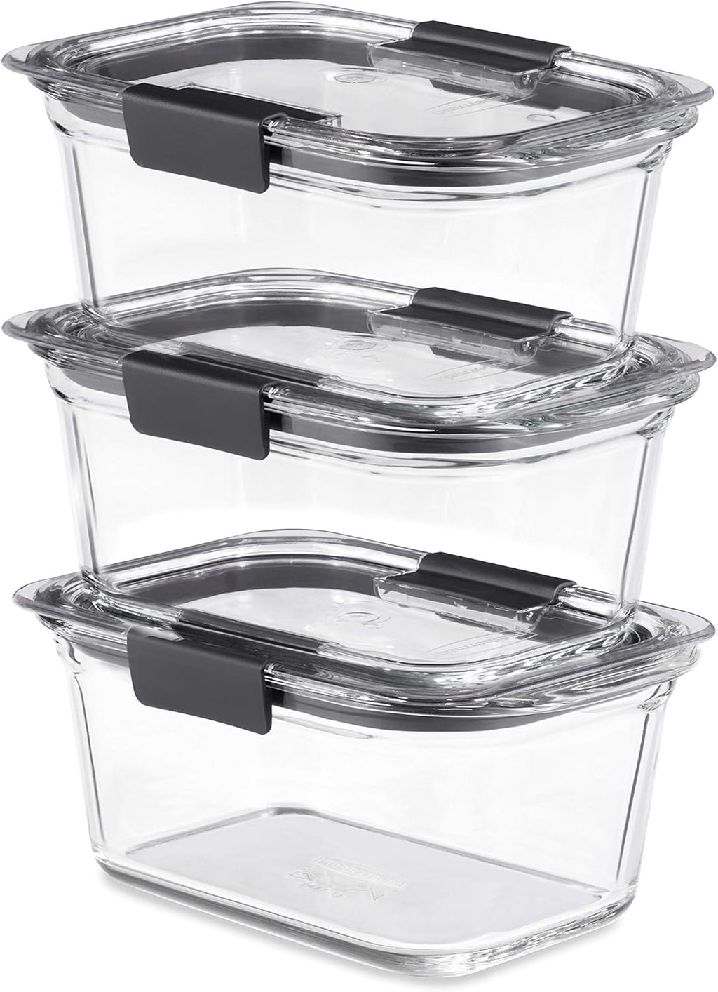 Rubbermaid Brilliance Glass Storage 4.7-Cup Food Containers with Lids Set of 3 Clear