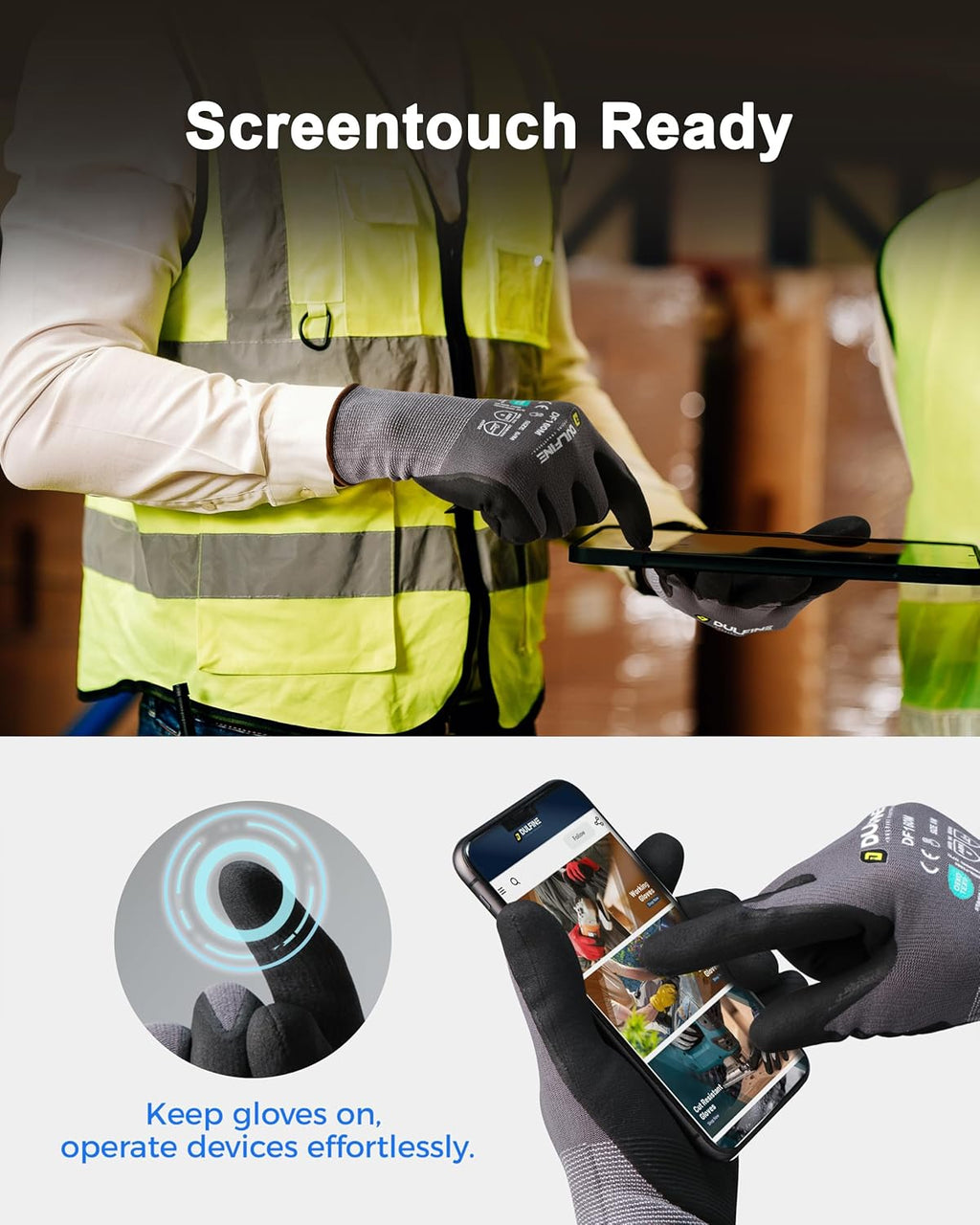 Safety Work Gloves MicroFoam Nitrile Coated-6 Pairs Pack,Seamless Knit Nylon Glove with Black Micro-Foam Nitrile Grip,Ideal for General Purpose,Automotive,Home Improvement,Painting(Extra Large)