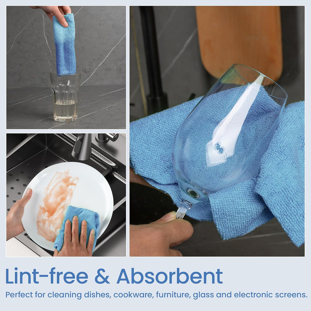 Greenfound Microfiber Cleaning Cloth Roll -80 Pack, 11.5x11.5, Tear Away Towels, Reusable and Washable Rags, Blue