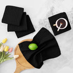 Homaxy Microfiber Waffle Weave Kitchen Dish Cloths, 12 x 12 Inch Ultra Absorbent and Solid Color Dish Towels for Kitchen Fast Drying Dishcloth for Washing Dishes, 8 Pack, Black