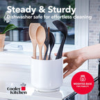 Rotating Extra Large White Plastic Utensil Holder Caddy with Sturdy No-Tip Weighted Base, Removable Divider, and Gripped Insert - Dishwasher Safe Kitchen Utensil Holder for Countertop