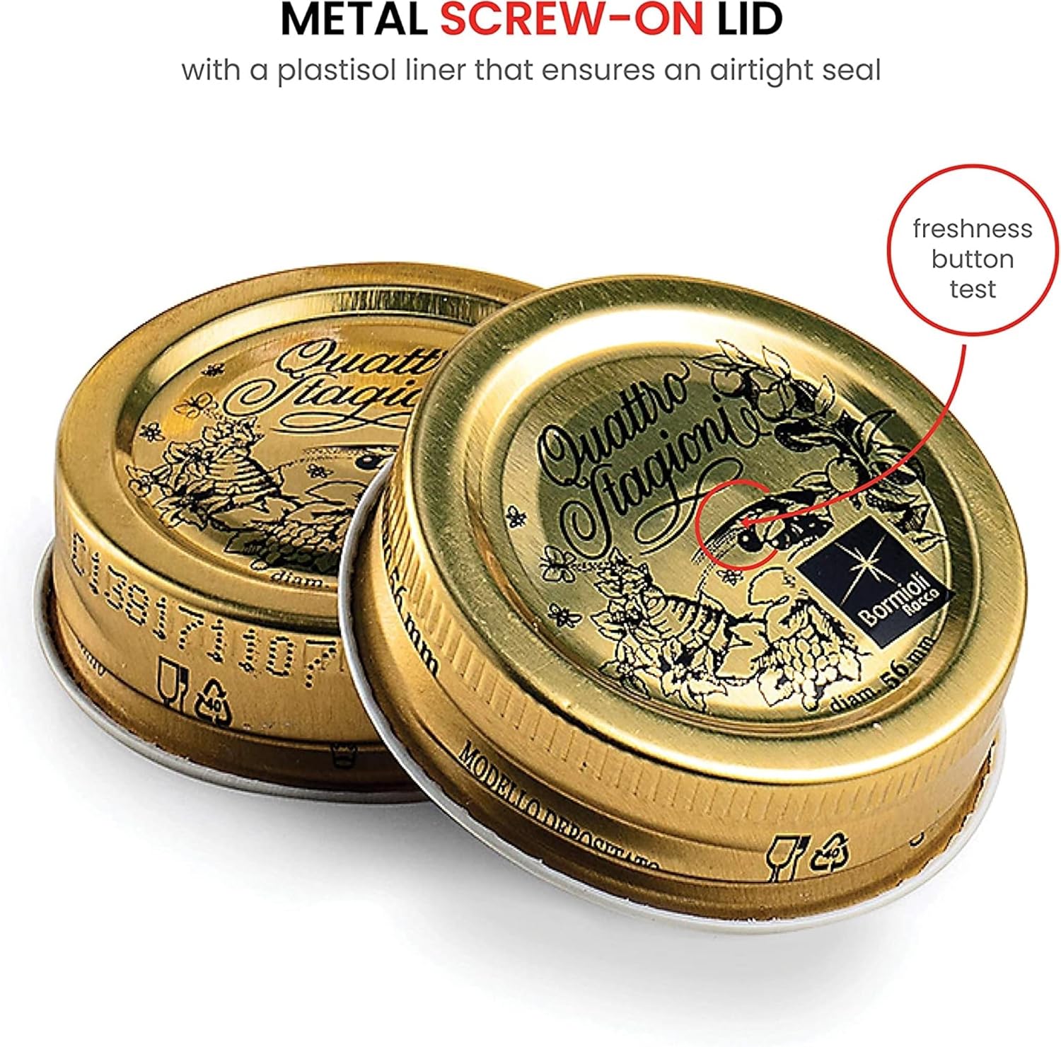 Bormioli Rocco Quattro Stagioni Glass Jars (Set of 6) - 9.25 Oz Stackable Storage Jars with Wide Mouth & Aluminum Lids - Glass Containers for Preserving, Serving, Organizing - Made in Italy