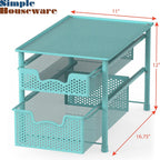 Simple Houseware Stackable 2 Tier Sliding Basket Organizer Drawer, Turquoise