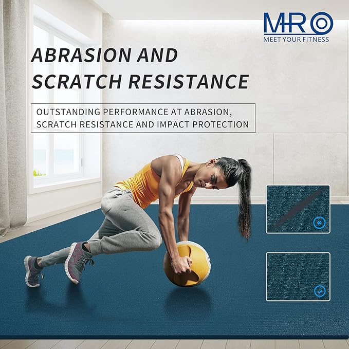 MRO Extra Large Exercise Mat For Home Gym, 15'x6'/12'x6'/9'x6'(7mm) Workout Mats for Gym Flooring, Non-Slip, Extra Thick Durable Cardio Mat, Ideal for Plyo, Weights, MMA, Jump Rope -Shoe Friendly