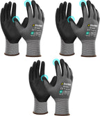 Safety Work Gloves MicroFoam Nitrile Coated-3 Pairs Pack,Seamless Knit Nylon Glove with Black Micro-Foam Nitrile Grip,Ideal for General Purpose,Automotive,Home Improvement,Painting(Extra Large)