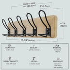 Dseap Coat Rack Wall Mounted - Heavy Duty Farmhouse Rustic Wall Coat Hanger with 5 Wire Hooks for Clothes Hat Jacket Towel, RusticWire, G25A, Weathered Brown & Black, Pack of 2