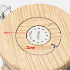 Airtight Coffee Canister 1.8L with Wooden Lid Scoop Set, 304 Stainless Steel Food Storage Container with CO₂ Valve, for Beans, Grounds, Tea, Sugar, Flour, Nuts (Black,1.8L)