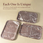 Koville Marble Tray, 12"x8" Marble Vanity Tray for Bathroom Kitchen Countertop, Rectangular Stone Tray for Cosmetics Perfume Trinket, Decorative Catchall Trays (Lilac)