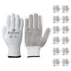 I9 Essentials Work Gloves – 12 Pairs Large Cotton Gloves with Anti-Slip PVC Dots – Durable, Lightweight Safety Gloves for Gardening, Construction, Carpentry & Warehouse Use