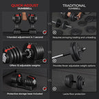 Yaheetech Adjustable Dumbbell Set Free Weight Dumbbells 40lbs/52.5lbs/90lbs Fast Adjust Dumbbells Dumbbell Weight Set, with Tray for Men/Women Strength Training Equipment