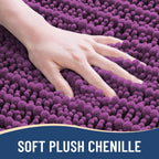 Arotive Luxury Chenille Bathroom Rug Mat, Extra Soft Thick Absorbent Shaggy Bath Rugs, Non-Slip Machine Wash Dry, Plush Bath Mats for Bathroom, Shower and Tub, 30x20, Purple