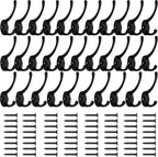 IBosins 32 Pack Black Coat Hooks Wall Mounted with 64 Screws Retro Double Hooks Utility Black Hooks for Coat, Scarf, Bag, Towel, Key, Cap, Cup, Hat