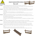 Coat Rack with Shelf Wall Mount, Entryway Bamboo Hanging Shelf, Set of 2, Wall Hook Rail for Hallway Décor, Storage Clothe, Hat, Robe, Key, Dog Leash (White+Black)