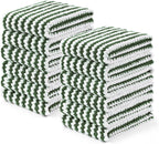 Homaxy Kitchen Towels(12 Pack, 10 x 20 inches), Ultra Soft and Absorbent Dish Towels, Reusable Fast Drying Microfiber Cleaning Cloth, Coral Velvet Wave Design No-lint, Grass Green