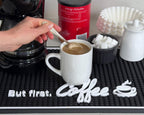 But First Coffee Mat for Countertop, Rubber Bar Mat and Coffee Bar Sign 18 x 12 in, Kitchen Accessories for Countertop, Bar Mats for Bartending