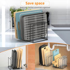 Cutting Board Organizer, [2-Pack] Kitchen Cabinet Organizer, Divided Rack with 5 Slots for Baking Trays, Cutting Boards - Cookie sheet Organizer Inside Cabinet, Baking Sheets Holder (Large)