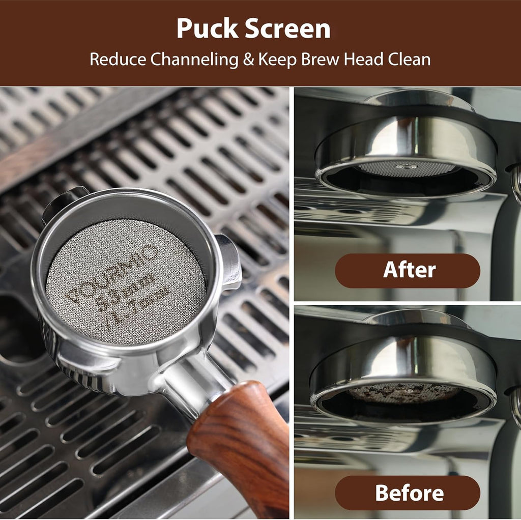 54mm Bottomless Portafilter - Breville Compatible Naked Portafilter, Rosewood Handle & 18-20g Filter Basket & Puck Screen Included, Fits Barista Express, Pro, Touch, Bambino Plus, Infuser