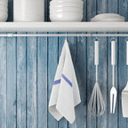 GOLD TEXTILES 120 PC New Cotton Blend White Restaurant Bar Mops Kitchen Towels 28oz (10 Dozen) (120, Blue Stripe)