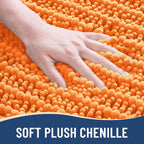 Arotive Luxury Chenille Bathroom Rug Mat, Extra Soft Thick Absorbent Shaggy Bath Rugs, Non-Slip Machine Wash Dry, Plush Bath Mats for Bathroom, Shower and Tub, 24x16, Orange