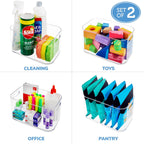 STORi Bliss 10" x 6" Open Clear Pantry Organizer Bin, Set of 2, Plastic Containers with Handle for Kitchen, Fridge, Cabinet, Closet, Bathrom, Undersink Storage Made in USA